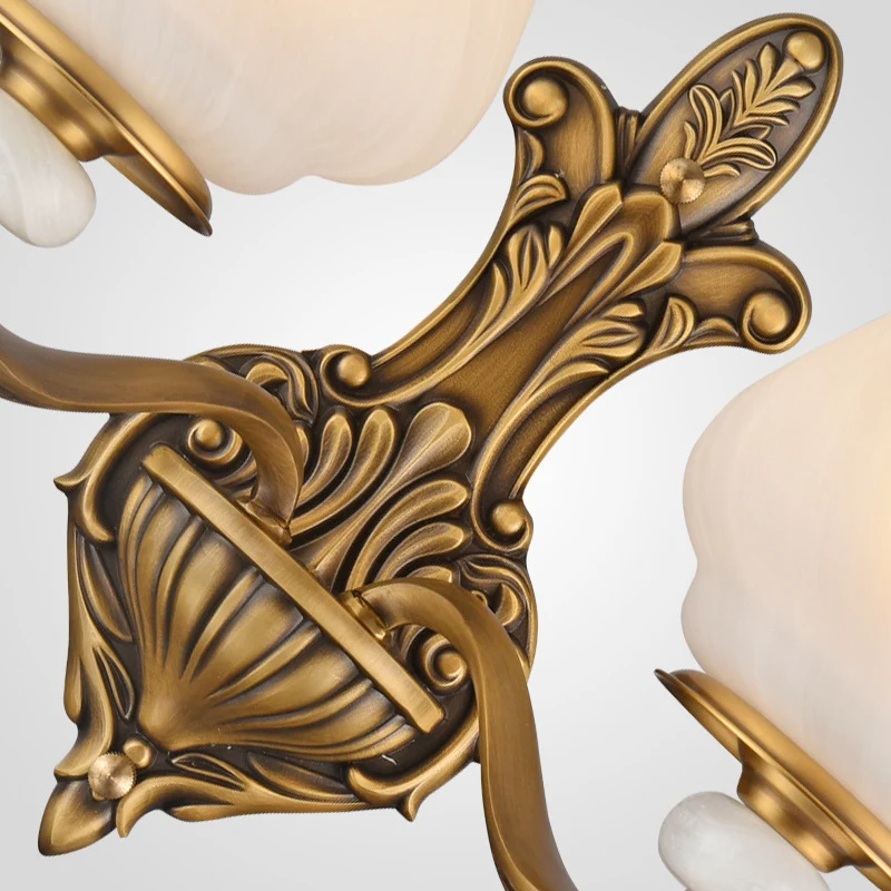 Wandkandelaar met 1/2 kop, verlichting traditionele stijl, bloemblaadjesschaduw, matglazen wandlamp messing | Snel Leverbaar