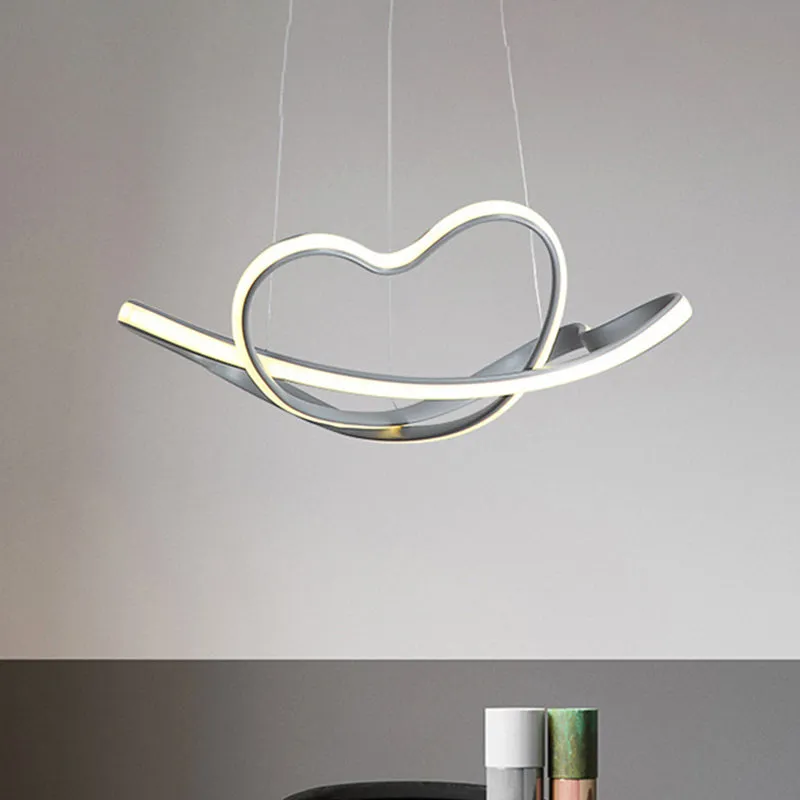 Energiezuinige 16"/19,5" brede grijze gedraaide kroonluchterlamp modernistische led acryl led hanglampset wit/warm zacht