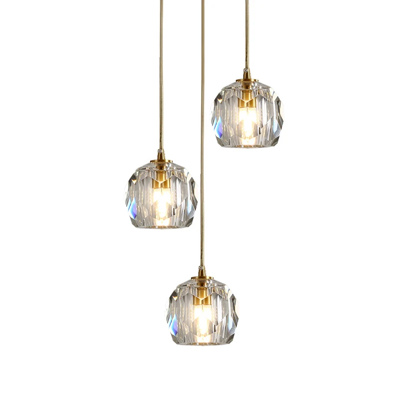 Gefacetteerde K9 kristallen clusterbolhanger Stijlvolle moderne 3/6/10-lamps messing plafondhanglamp voor woonkamer voor B...