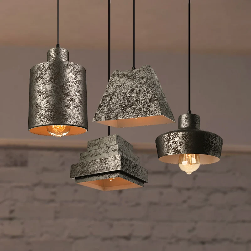 IP44 Waterdichte Square/Trapezoid/Set 4 Metal Pendant Light Antique Style 1 Light Restaurant Hanging Lamp Adjustable Cord...