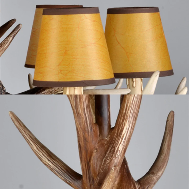 Kegelhars plafondlamp Traditionele 6/8/10-koppige woonkamer kroonluchter hanglamp met verstelbare ketting bruin met CE-Keu...