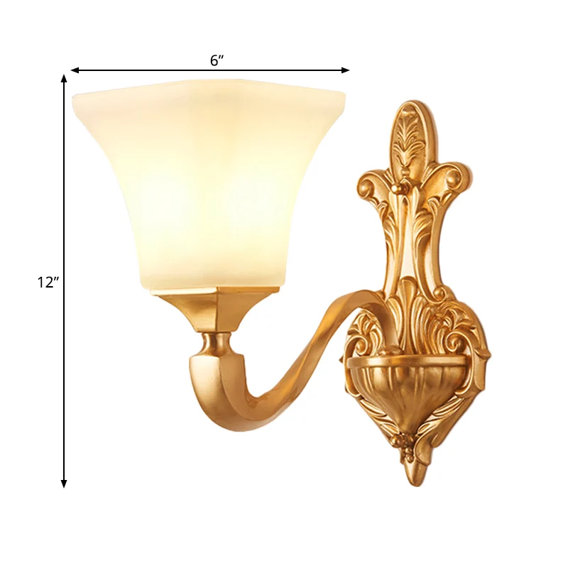 Professionele Kwaliteit 1/2-lamps wandkandelaar traditionele stijl, belschaduw, matglazen wandmontagelamp messing
