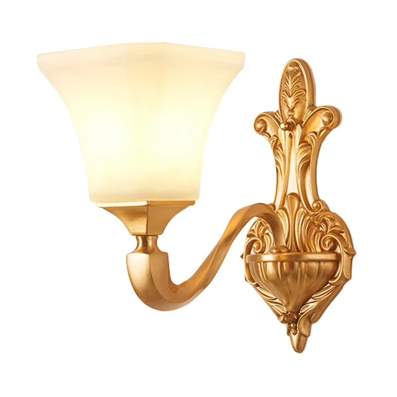 Professionele Kwaliteit 1/2-lamps wandkandelaar traditionele stijl, belschaduw, matglazen wandmontagelamp messing