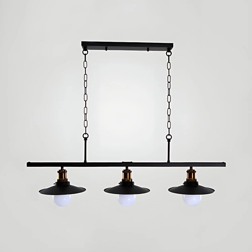 Uitlopende metalen hangende plafondlamp Industriële 2/3-lichts keukenhanglamp met verstelbare ketting zwart voor Binnen en...