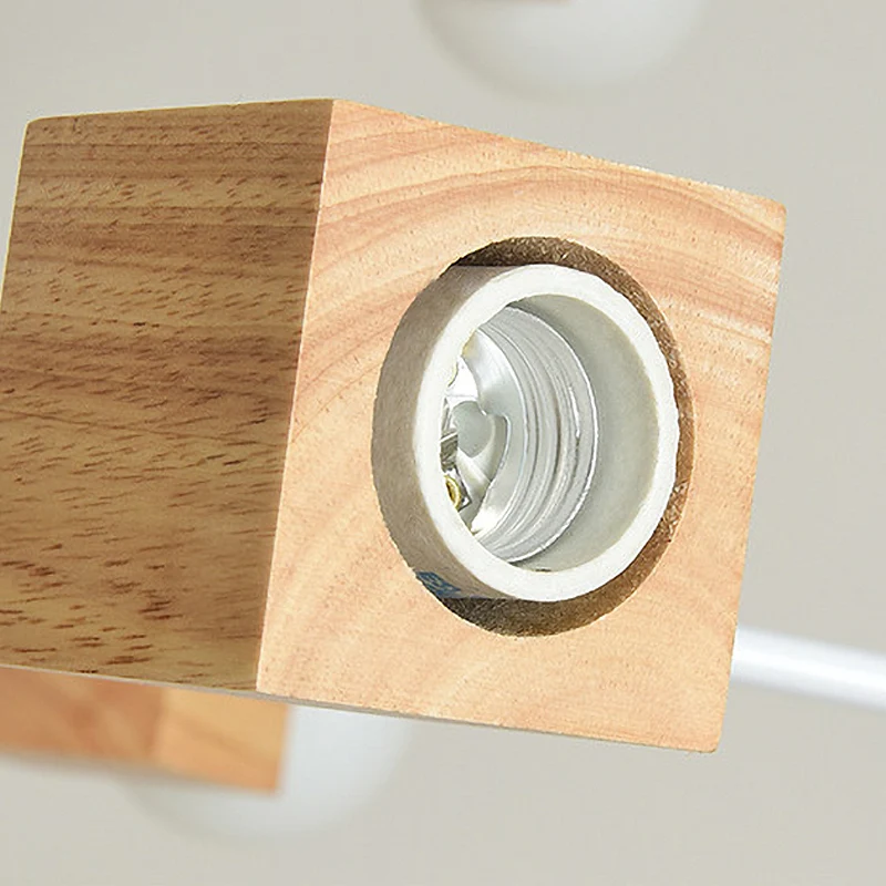 Wit/zwarte gebogen arm hangende kroonluchter modernistische multi-verlichting houten hanglamp met ketting met CE-Keurmerk