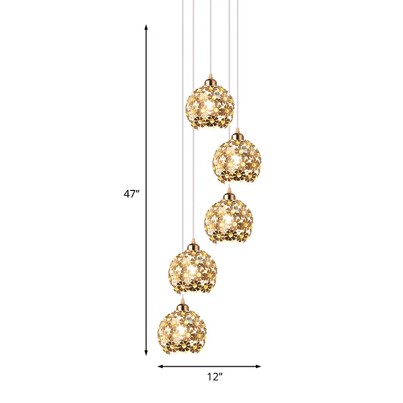 Premium Kwaliteit Multi-lichte plafondlamp met 5/8 koppen Modernistische koepelvormige metalen hanglampenset zilver met am...