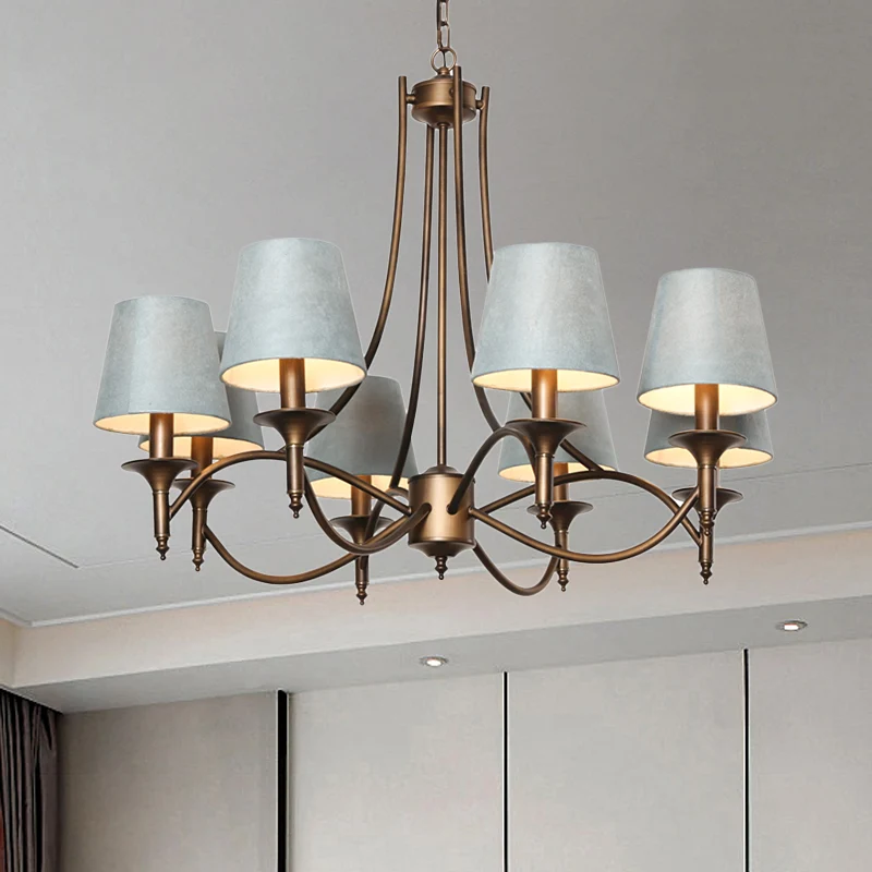 Premium Kwaliteit Set van taps toelopende stoffen hanglampen Rustieke 3/8-lichts hangende kroonluchter voor de woonkamer b...