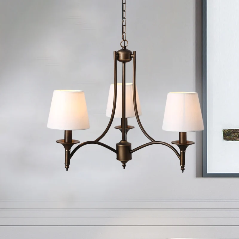 Premium Kwaliteit Set van taps toelopende stoffen hanglampen Rustieke 3/8-lichts hangende kroonluchter voor de woonkamer b...