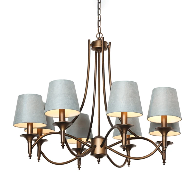 Premium Kwaliteit Set van taps toelopende stoffen hanglampen Rustieke 3/8-lichts hangende kroonluchter voor de woonkamer b...