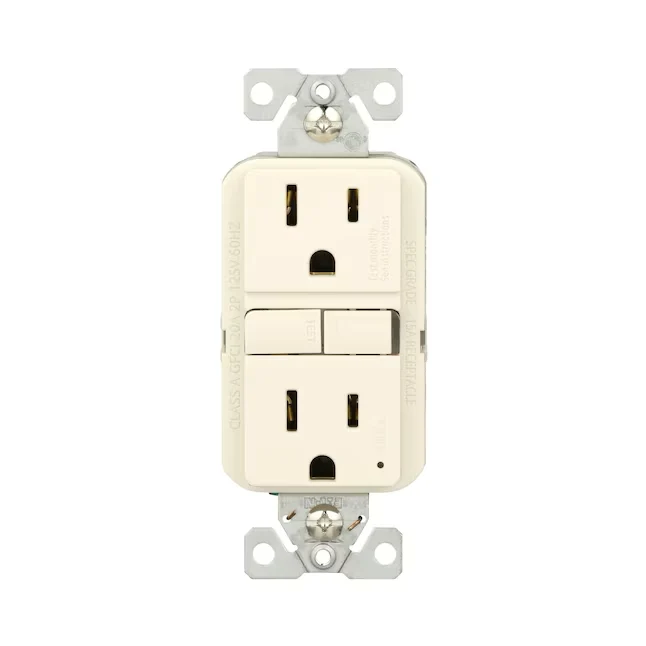 Eaton 15-Amp 125-volt GFCI Residential Decorator Outlet, Light Almond driepak