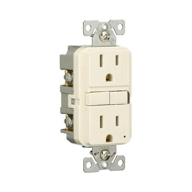 Eaton 15-Amp 125-volt GFCI Residential Decorator Outlet, Light Almond driepak