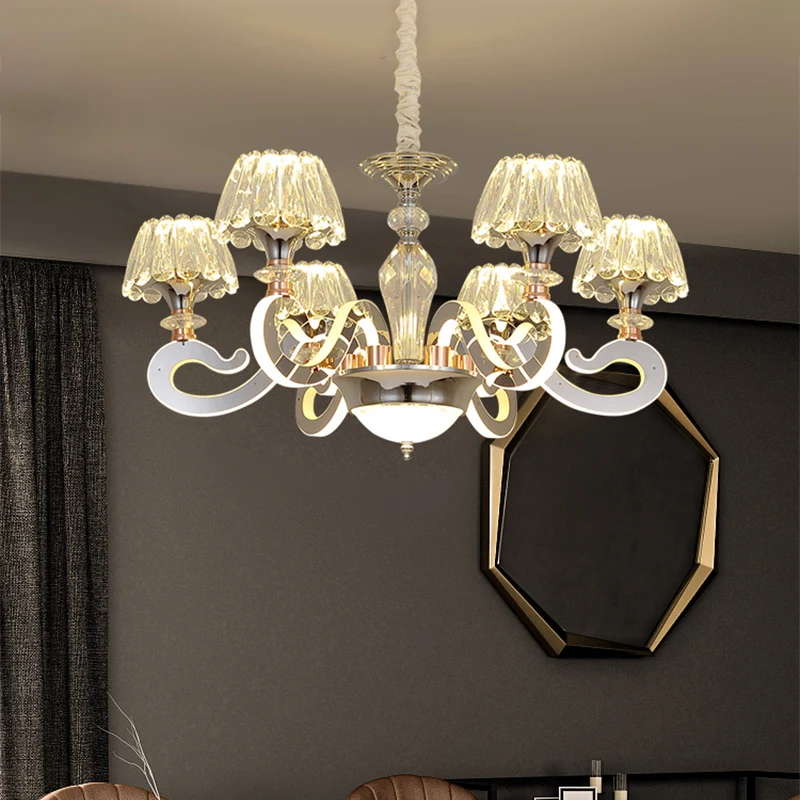 Professionele Kwaliteit 6/8 koppen conische kroonluchter hanglamp modernistisch fel kristal LED-plafond hanglamp