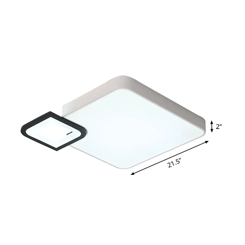 Professionele Kwaliteit Vierkante inbouwlamp modern metaal wit/wit en zwart LED-plafondlamp voor woonkamer warm/wit, 18"/2...