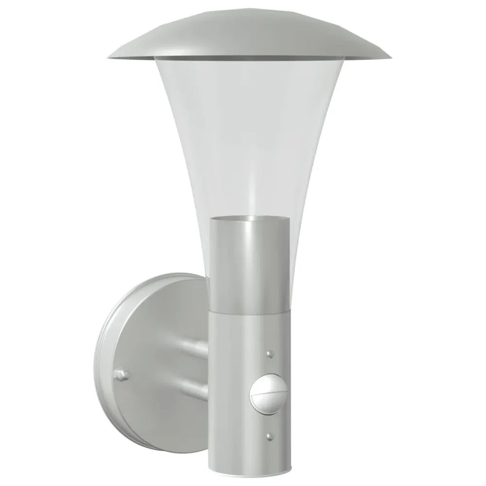 Buitenwandlamp met sensor roestvrij staal zilverkleurig voor tuin en terras