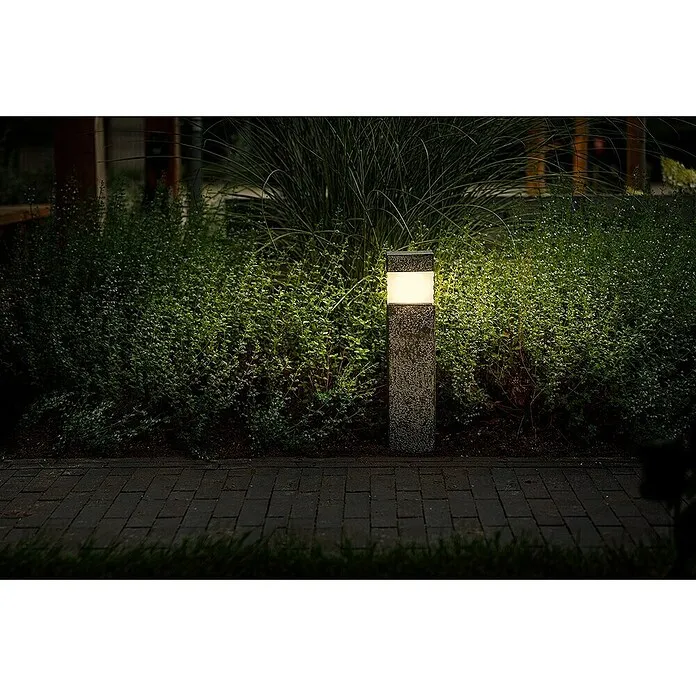 Garden Lights Sokkellamp voor buiten Nerva - 3 W, Grijs, 140 x 140 x 475 mm met bewegingssensor