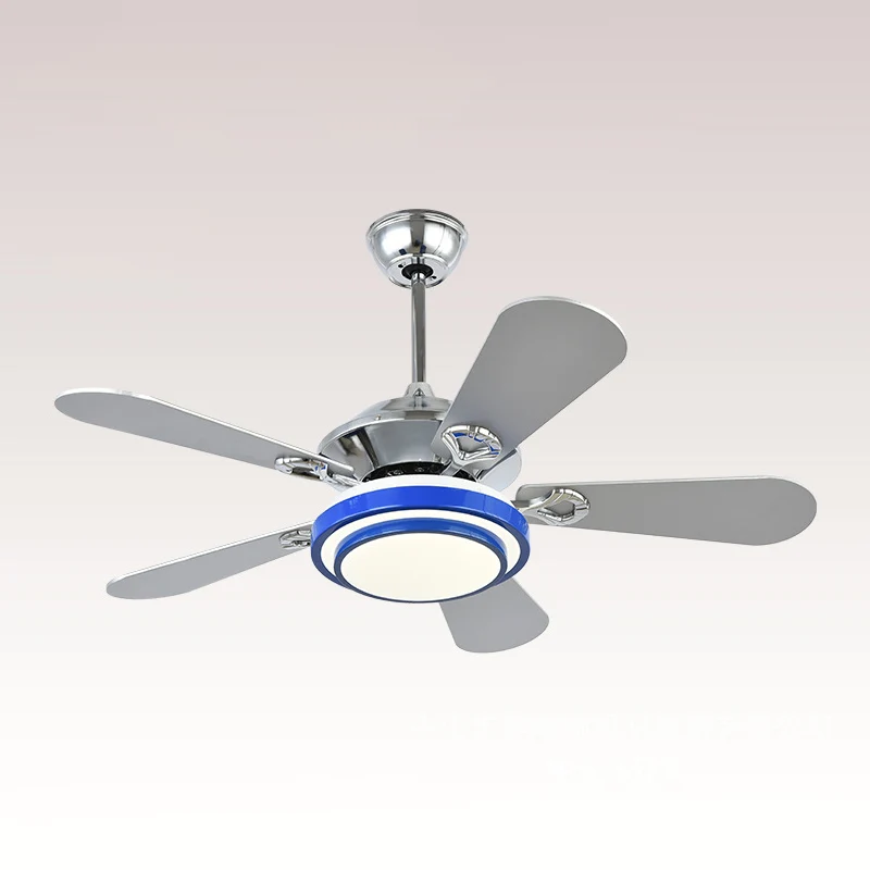 48" W LED plafondventilator helder modernistisch rond acryl 5 zilveren bladen semi-inbouwlamp blauw met/zonder afstandsbed...