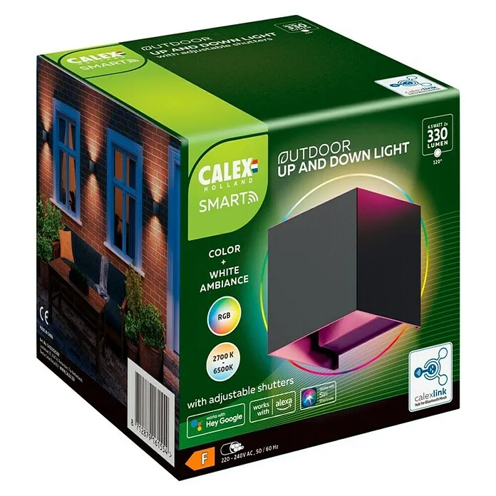 Weerbestendig Calex Led-wandlamp voor buiten - Up & Down - b x h: 100 x 100 mm, IP54