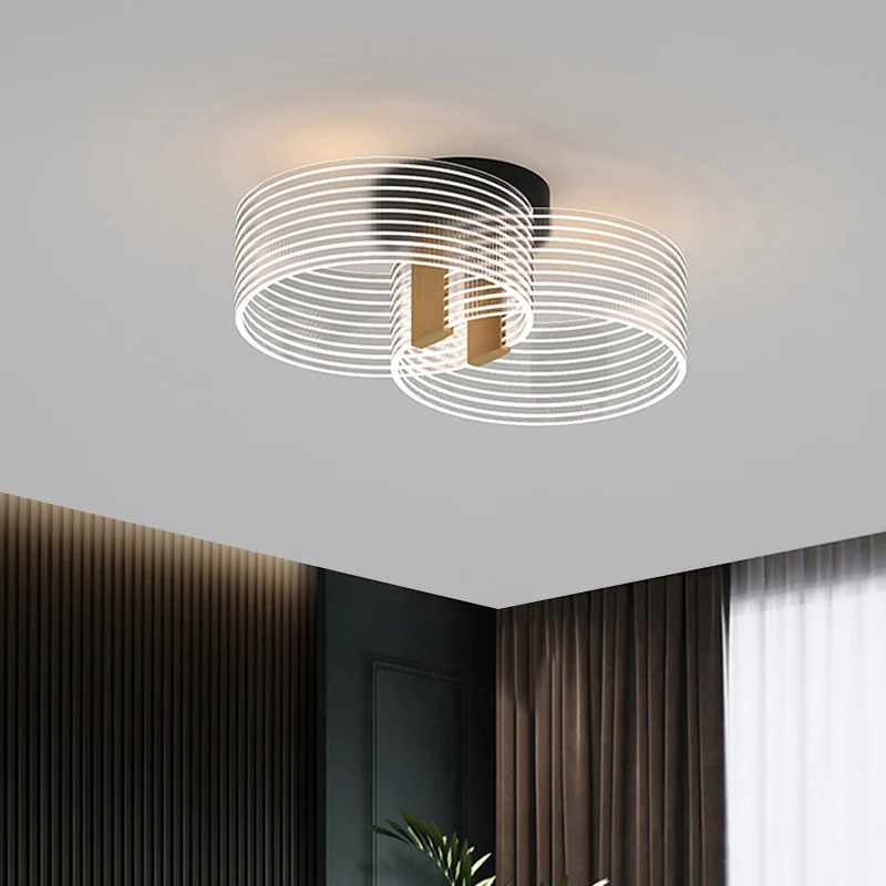 Black-Gold Round Semi Flush Simple 2/3/5 Lights Plexiglas Ceiling Mount Light Fixture Parlor met SOS-functie Black