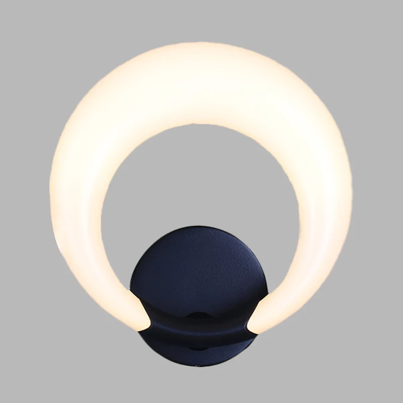 IP67 Gecertificeerde LED-wandlamp aan het nachtkastje Scandinavische stijl, wit/zwarte wandkandelaar met halvemaanvormige...