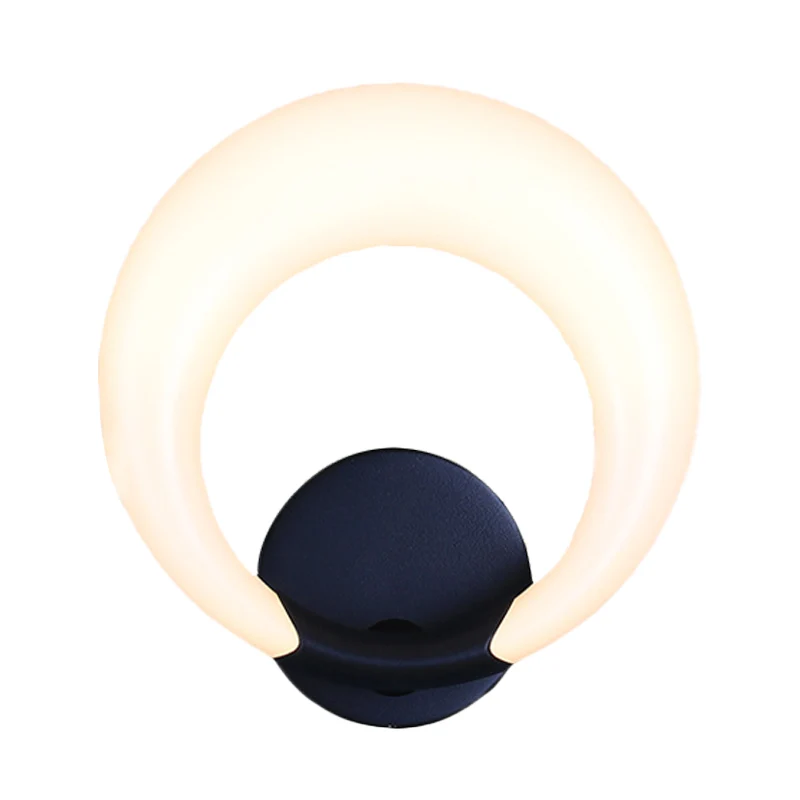 IP67 Gecertificeerde LED-wandlamp aan het nachtkastje Scandinavische stijl, wit/zwarte wandkandelaar met halvemaanvormige...