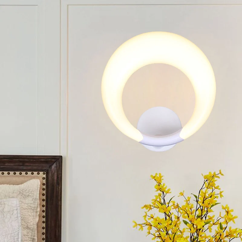 IP67 Gecertificeerde LED-wandlamp aan het nachtkastje Scandinavische stijl, wit/zwarte wandkandelaar met halvemaanvormige...