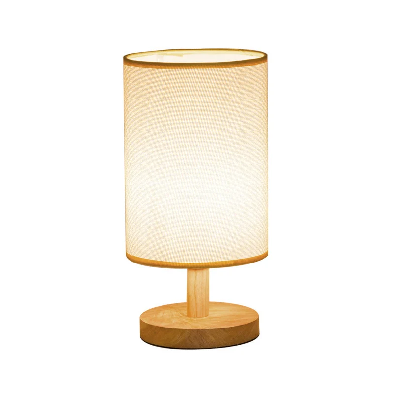 IP67 Gecertificeerde Stoffen cilinder Task Lighting Japanse leeslamp met 1 lamp wit/vlas met houten voet
