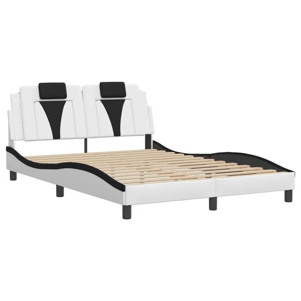 Bedframe met LED-verlichting kunstleer wit en zwart 140x200 cm | Snel Thuisbezorgd
