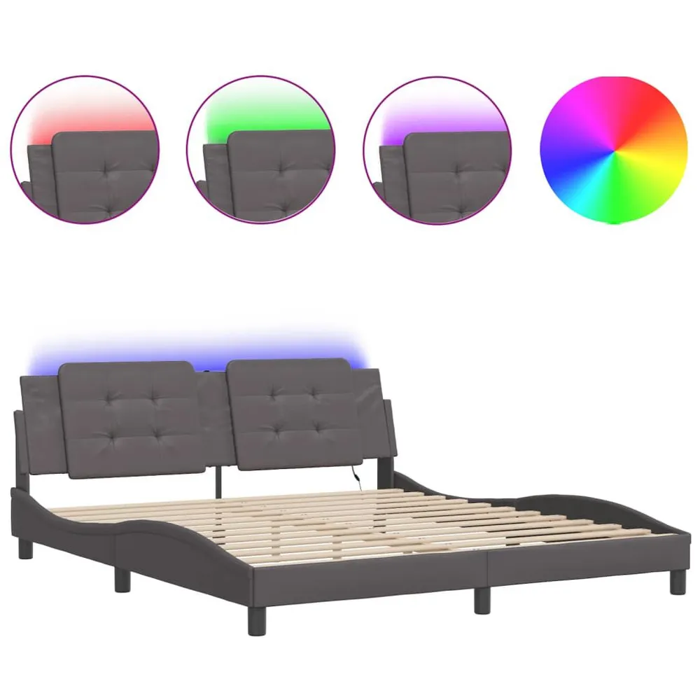Energiezuinige Bedframe met LED-verlichting kunstleer zwart 180x200 cm