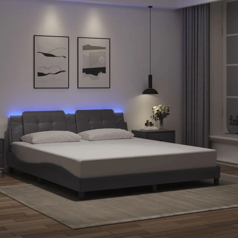 Energiezuinige Bedframe met LED-verlichting kunstleer zwart 180x200 cm