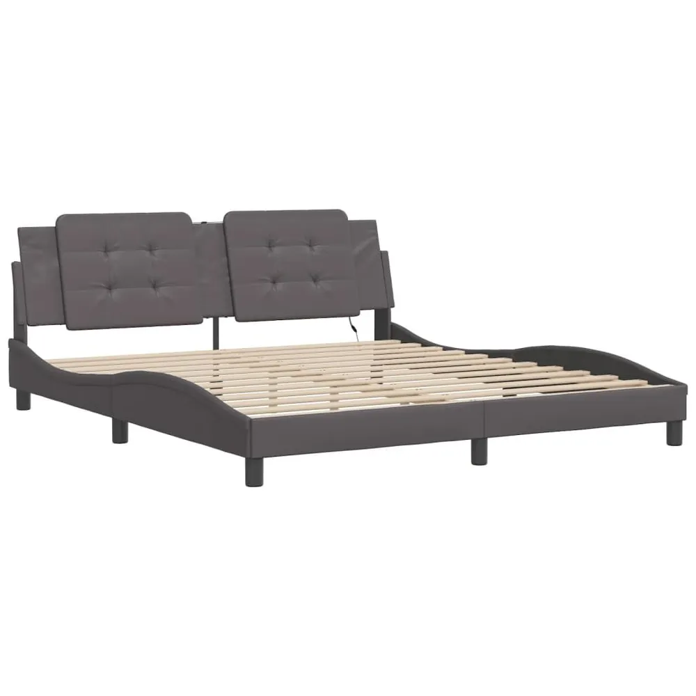 Energiezuinige Bedframe met LED-verlichting kunstleer zwart 180x200 cm
