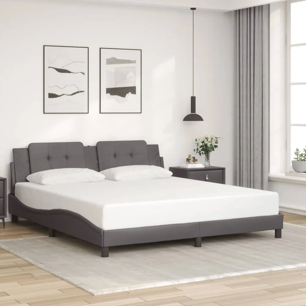 Energiezuinige Bedframe met LED-verlichting kunstleer zwart 180x200 cm
