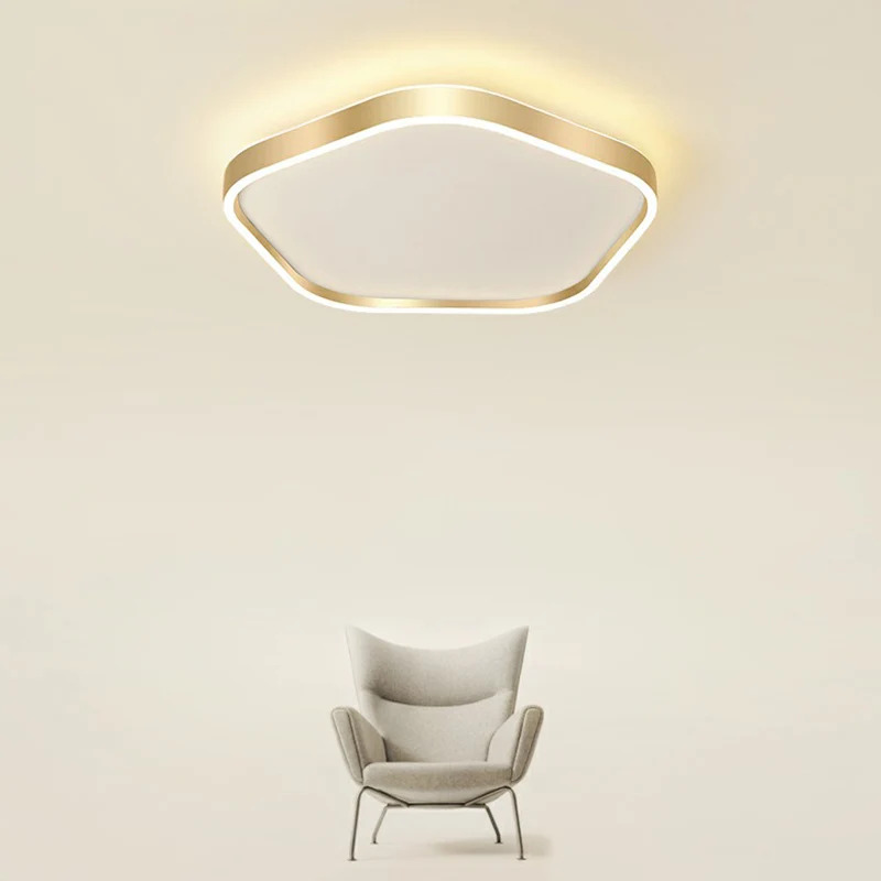 Gouden Pentagon inbouw led-licht eenvoudige stijl acryl plafondverlichting voor slaapkamer met Afstandsbediening