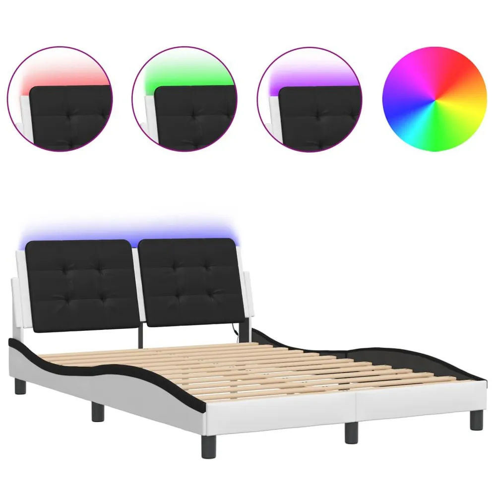 IP44 Waterdichte Bedframe met LED-verlichting kunstleer wit en zwart 140x200 cm