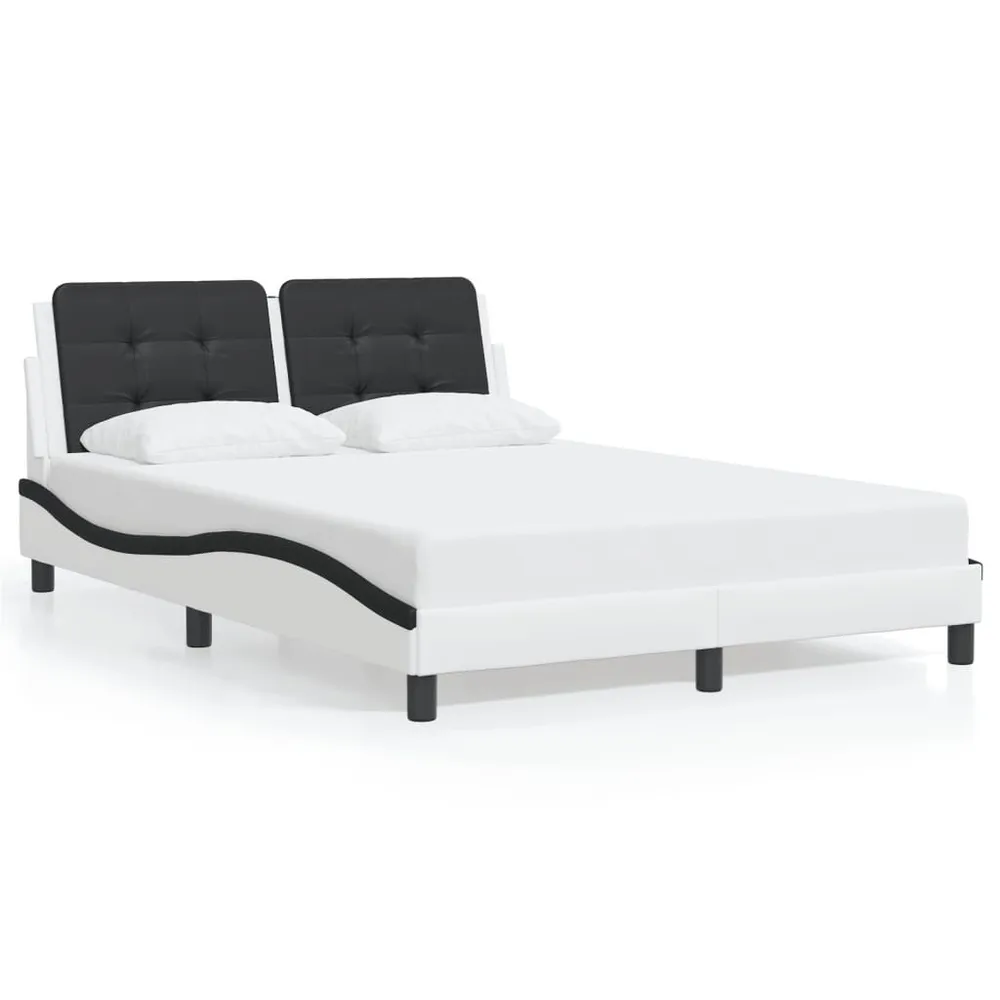 IP44 Waterdichte Bedframe met LED-verlichting kunstleer wit en zwart 140x200 cm