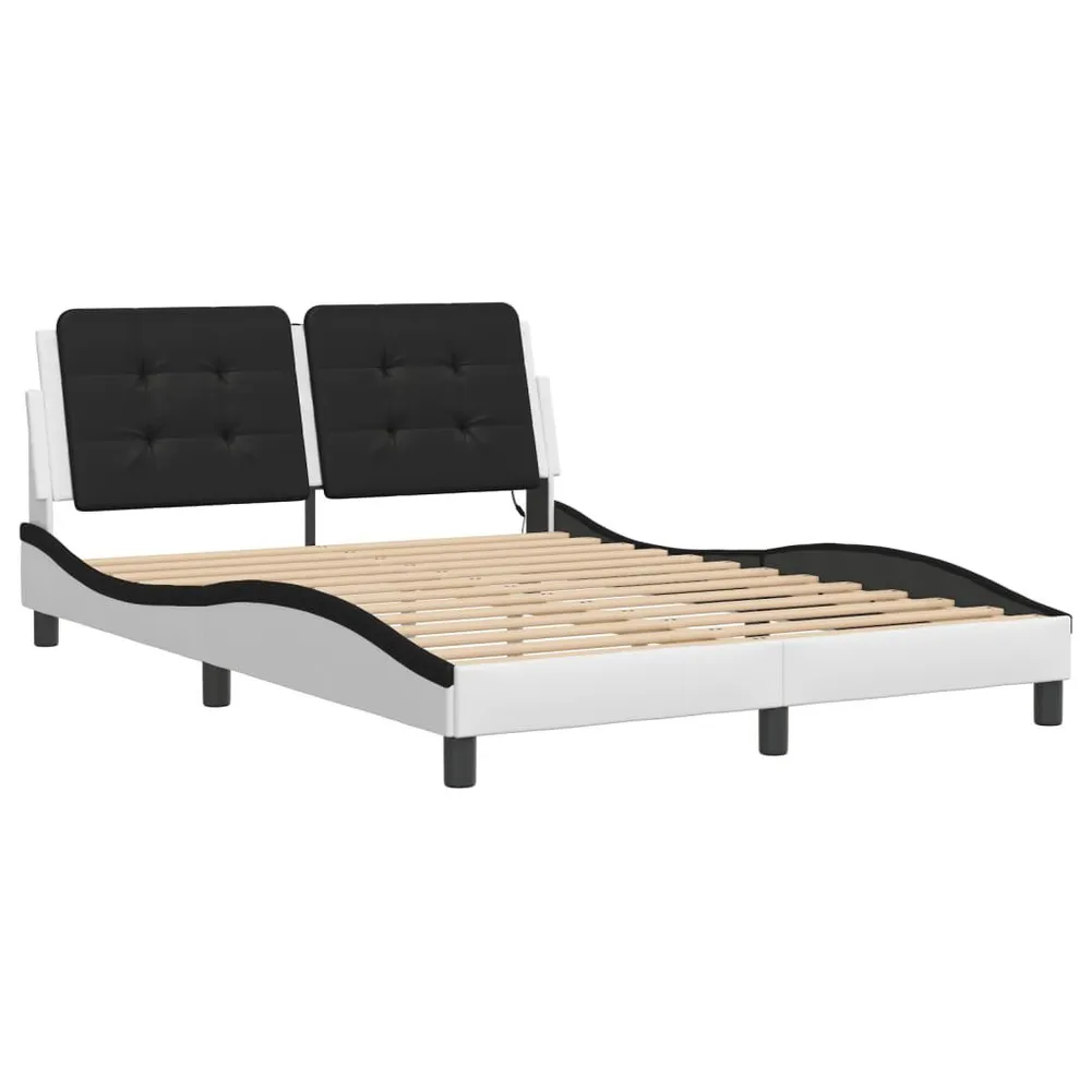 IP44 Waterdichte Bedframe met LED-verlichting kunstleer wit en zwart 140x200 cm