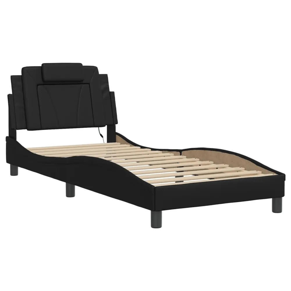 IP44 Waterdichte Bedframe met LED-verlichting kunstleer zwart 90x190 cm
