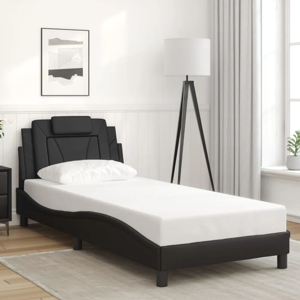 IP44 Waterdichte Bedframe met LED-verlichting kunstleer zwart 90x190 cm