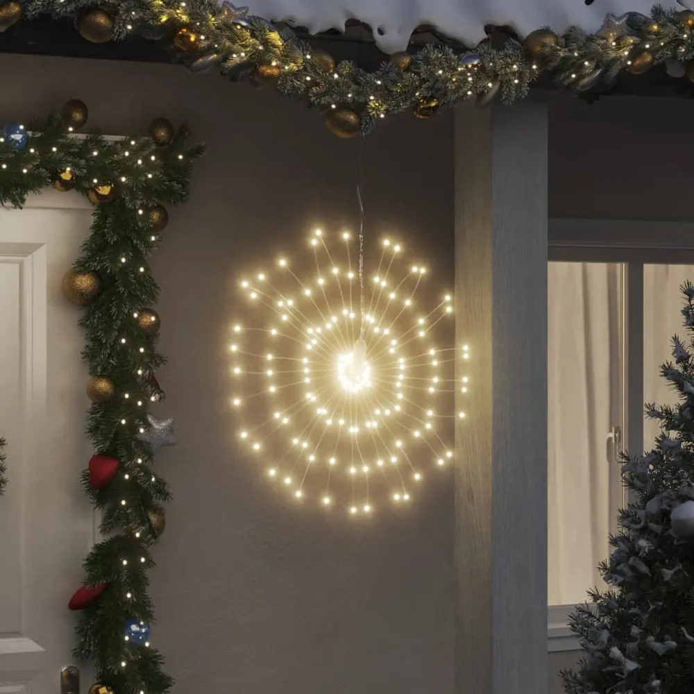 IP44 Waterdichte Kerstverlichting vuurwerk 140 warmwitte LED's 17 cm