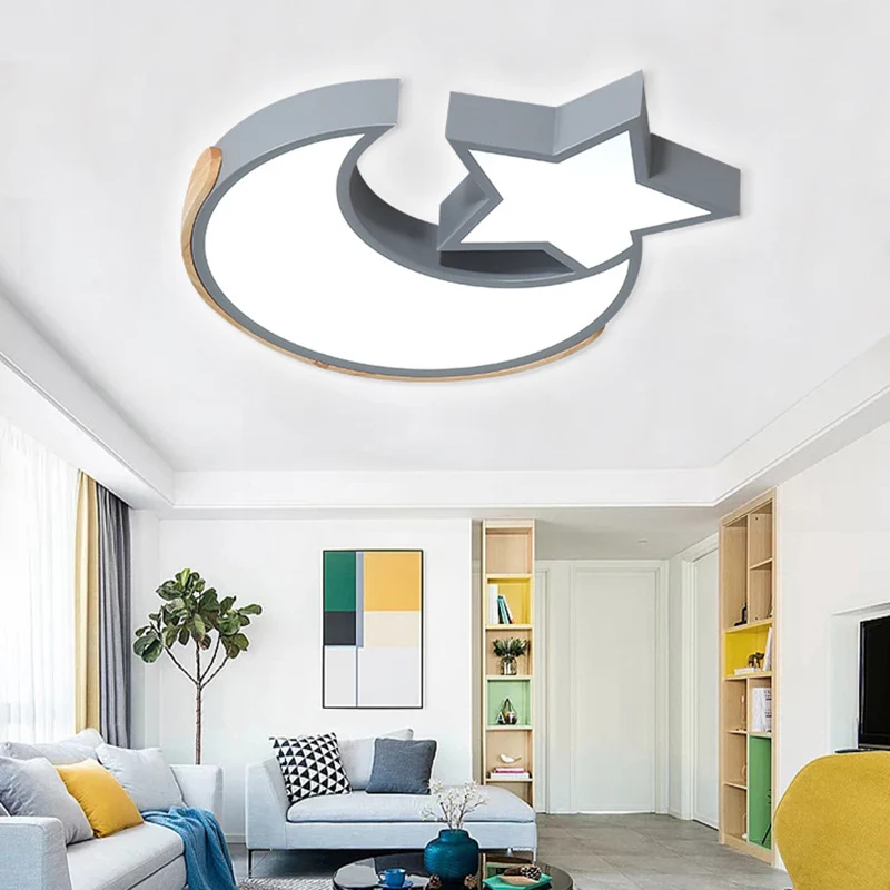 Macaron Star Moon plafondarmatuur metalen LED-plafondmontagelamp Scandinavische stijl grijs/blauw/groen voor slaapkamer |...