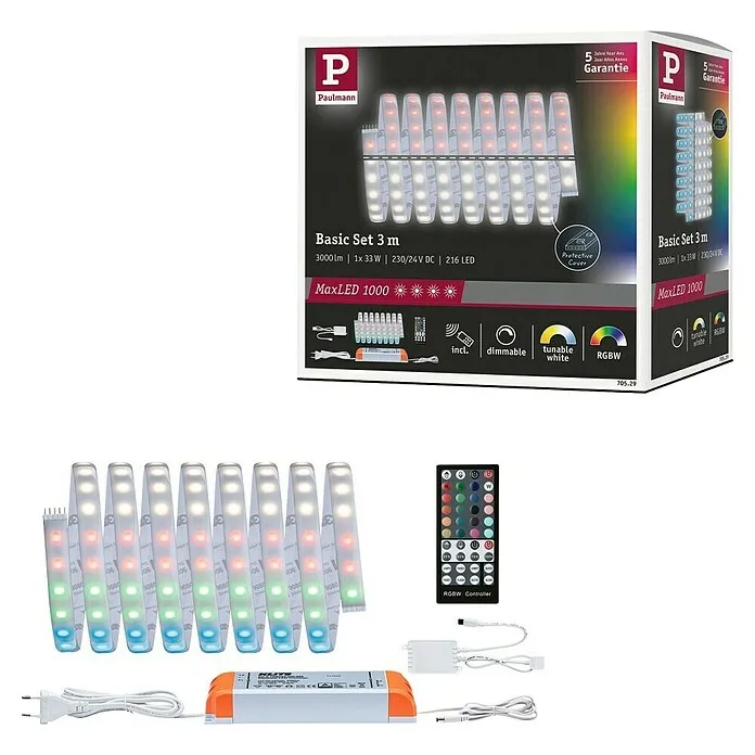 Paulmann Led-stripset Led strip - Lengte: 3.000 cm, 40 W, 3.000 lm, 230 V - 240 V met Afstandsbediening