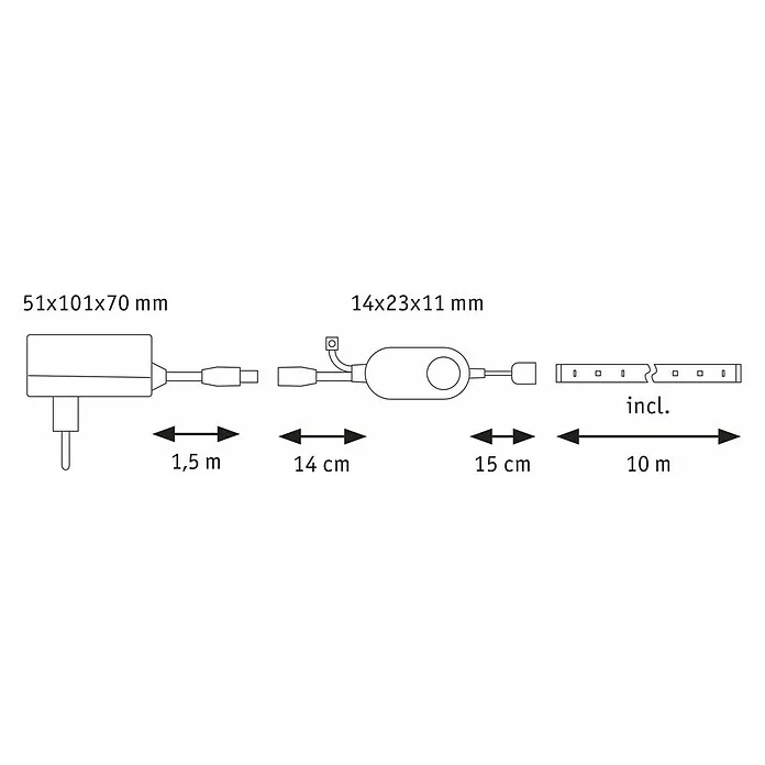 Paulmann SimpLED Led-stripset - Lengte: 10 m, Lichtkleur: RGB, 26 W, 900 lm, 230 V | Snel Thuisbezorgd