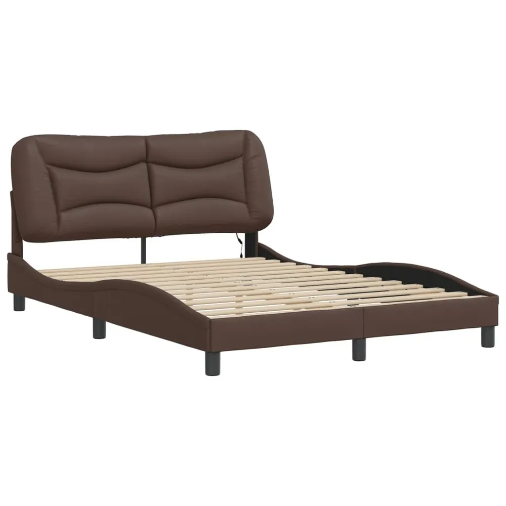 Premium LED Bedframe met LED-verlichting kunstleer bruin 140x200 cm
