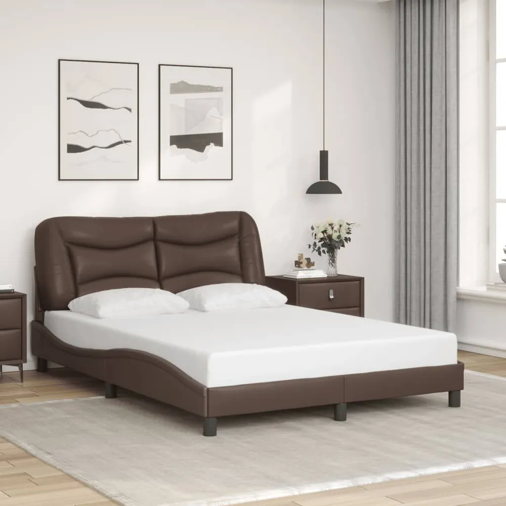Premium LED Bedframe met LED-verlichting kunstleer bruin 140x200 cm