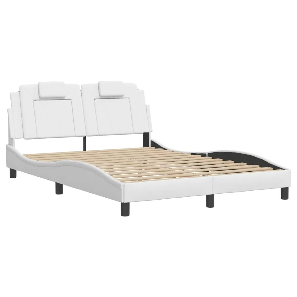 Premium LED Bedframe met LED-verlichting kunstleer wit 140x200 cm