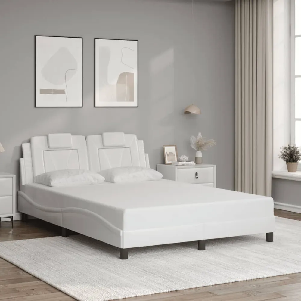 Premium LED Bedframe met LED-verlichting kunstleer wit 140x200 cm