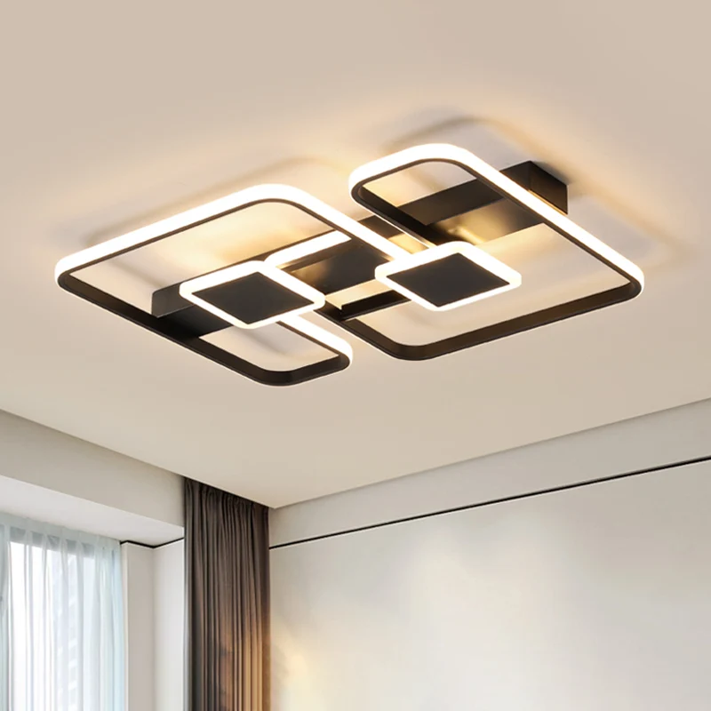 Premium LED Geometrische inbouwverlichting Nordic metalen LED-slaapkamer inbouw zwart, 16,5"/20,5"/24,5" W (de aanpassing...