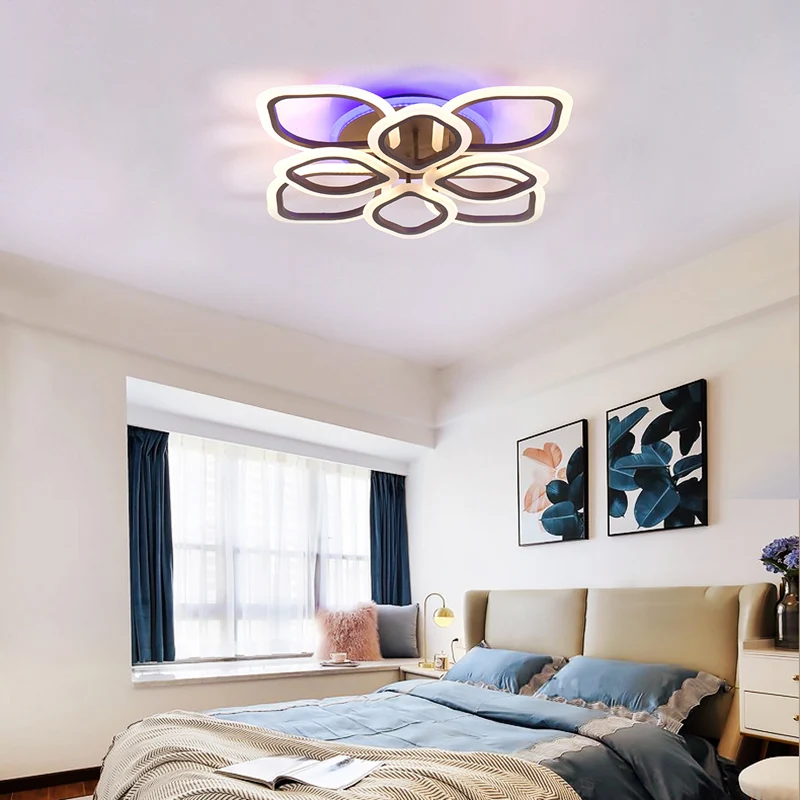 Premium LED LED-plafondlamp met bloementhema, eigentijds acryl inbouwlicht bruin voor slaapkamer