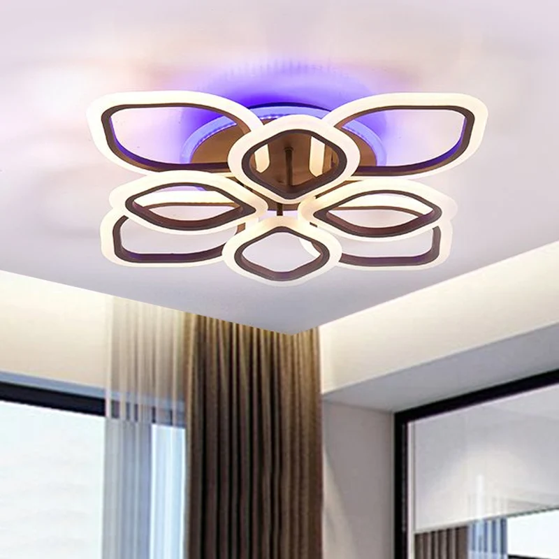 Premium LED LED-plafondlamp met bloementhema, eigentijds acryl inbouwlicht bruin voor slaapkamer