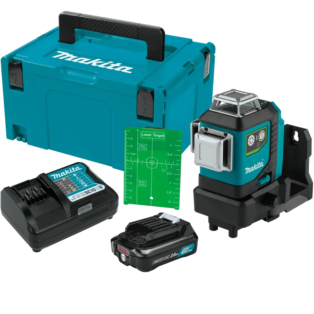 MAKITA 12V MAX CXT® Self‑Leveling 360° 3‑Plane Appelgroen Laser Kit