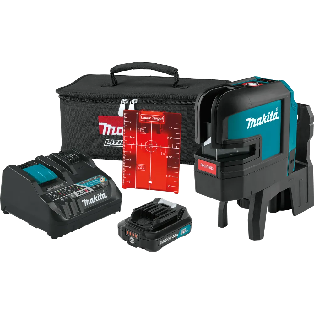 MAKITA 12V MAX CXT® Self‑Leveling Cross‑Line/4‑Point Rood Beam Laser Kit